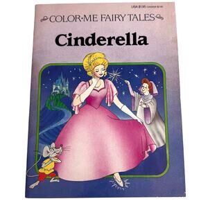 Cinderella Coloring Book Princess Color Me Fairy Tales 10.5” Usa 90s Vintage